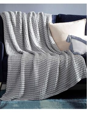 BEDSURE | NWT Cooling Cotton Waffle Blanket King 104” x 90” Gray Bamboo Blend